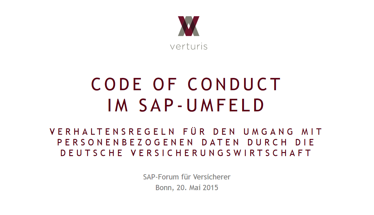 Vortrag „Code-of-Conduct im SAP-Umfeld“ auf dem SAP-Forum für Versicherer 2015